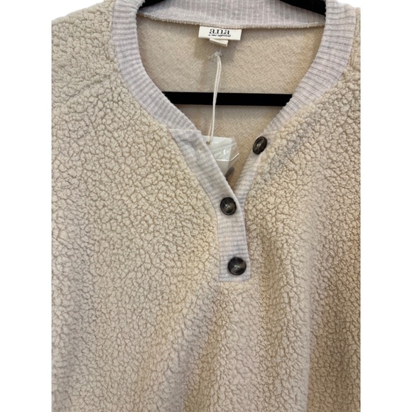 A.N.A. A New Approach Sherpa Size 2X Cream Long Sleeve 3 Button Pullover NWT - Picture 4 of 6